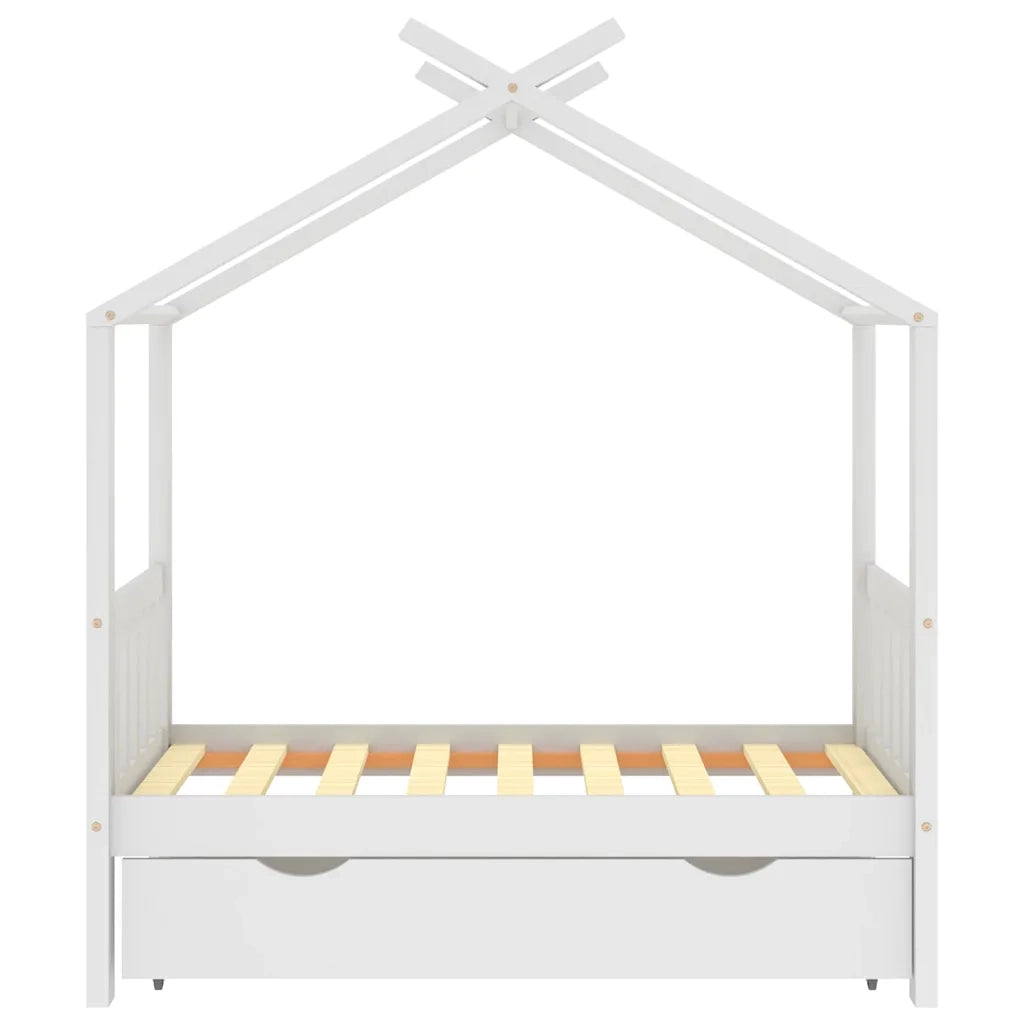 Giroletto Bambini con Cassetto Bianco Legno di Pino 70x140 cm 322148