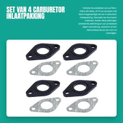 Set di guarnizioni per carburatore da 4 pezzi - Guarnizione di aspirazione - O-Ring - Adatto per motori da 50cc a 125cc - Materiali di alta qualità - Buona tenuta ermetica e resistente all'invecchiamento - Guarnizione di aspirazione spruzzata