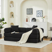 Divano letto trasformabile a 3 posti in velluto a coste nero 200x95x75 cm