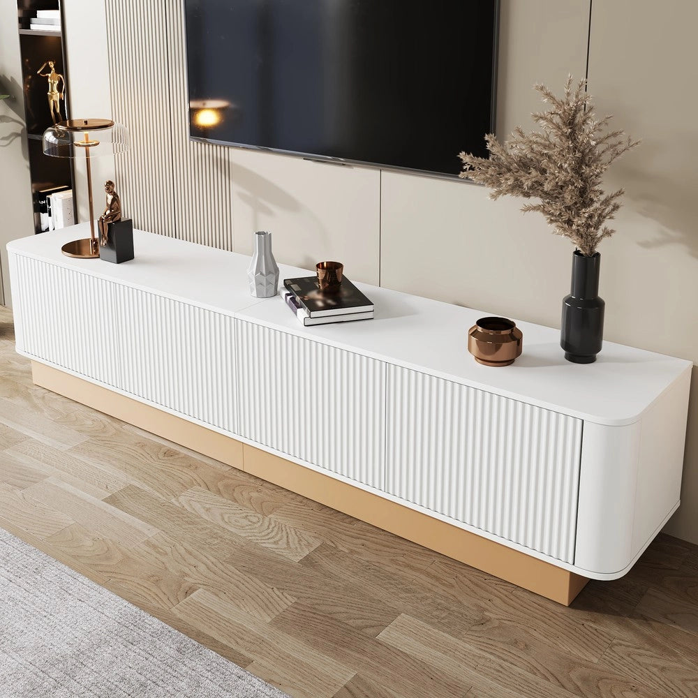 Mobile TV 200 cm ¨C Xylo ¨C Legno MDF, 4 Ante, Soggiorno, Bianco