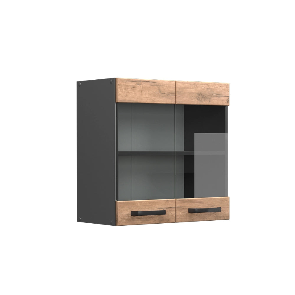 Mobile da cucina in vetro R-Line Rovere dorato/Antracite 60 cm Vicco