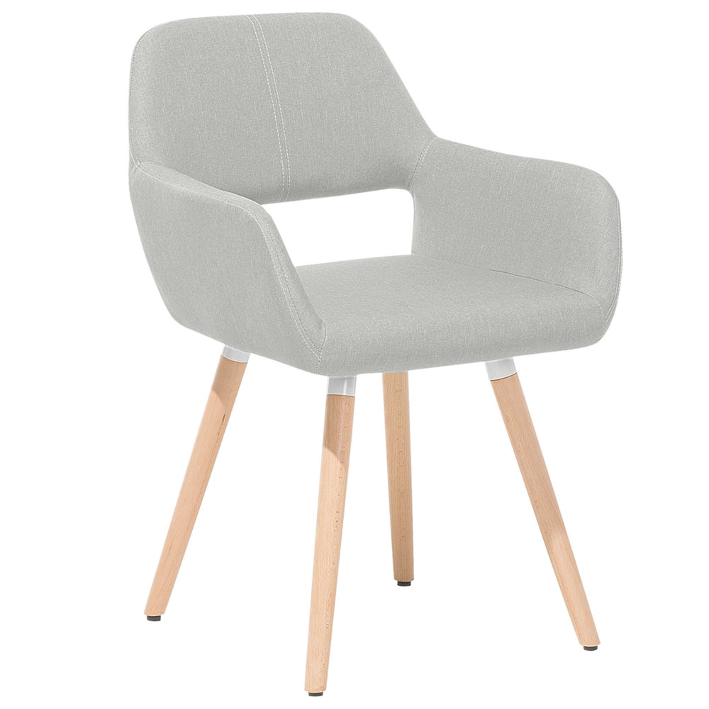 Set di 2 sedie da pranzo rivestimento in tessuto grigio chiaro gambe in legno chiaro stile moderno eclettico