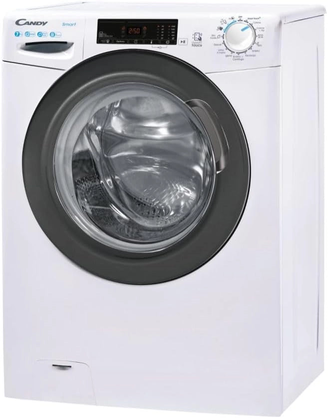 Lavatrice Slim Candy CSS4127TRE/1-11 – Caricamento Frontale 7 kg, Centrifuga 1200 giri/min, Classe Energetica D, Profondità 45 cm, Funzione Vapore, Connettività NFC