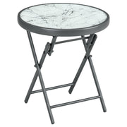 Comodino pieghevole; tavolo pieghevole in vetro con effetto marmo; piccolo tavolo da campeggio; divano rotondo; tavolo balcone per balcone; terrazza soggiorno ufficio; 45 x 45 x 50 cm; bianco