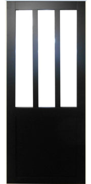 Officina per porte scorrevoli Vetro trasparente Panno nero H.204 x L.83