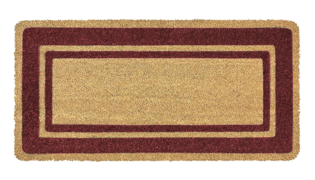  Zerbino Ingresso  In Cocco Naturale Misura XXL Grande Rettangolare 100 x 50 Cm Tappeto Asciugapassi Tappetino Antiscivolo Interno Esterno Porta Entrata Raschiafango - Rosso