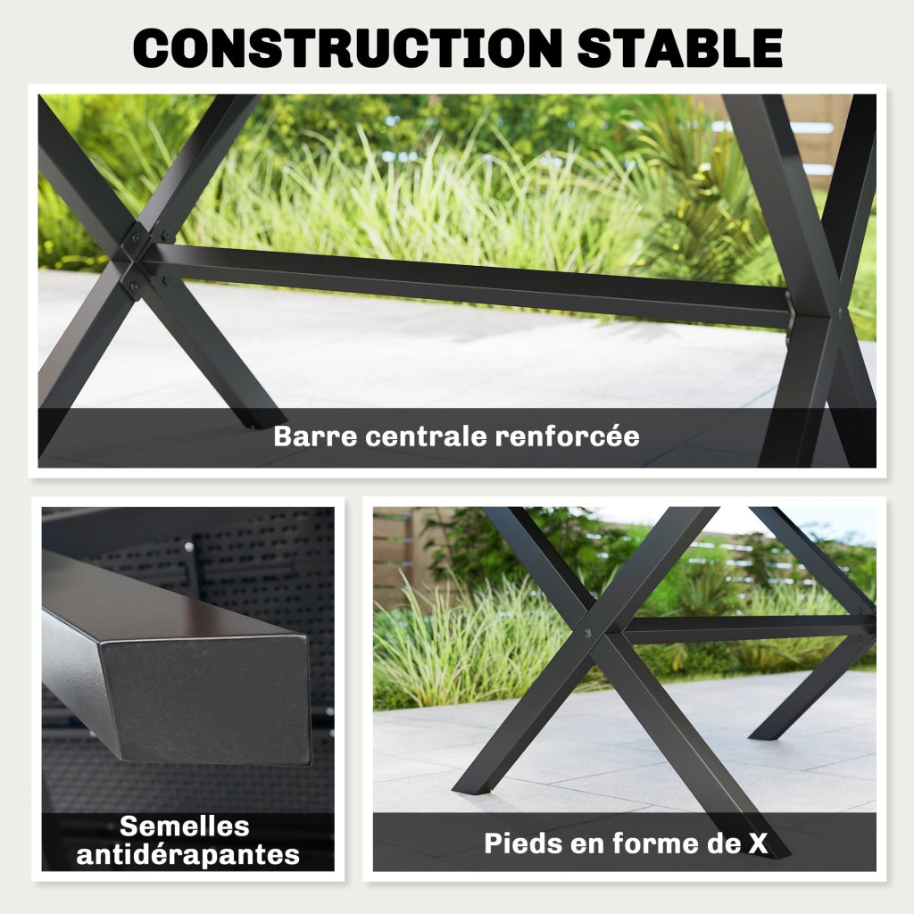 Tavolo da pranzo esterno rettangolare in polirattan effetto legno ¨C zephmum ¨C 150x90x74 cm, nero