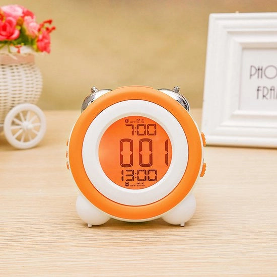Alarme digitale per sonnambuli - doppio allarme, pausa e luce notturna - Funziona con batterie - Alarme per bambini e adulti - colore arancione