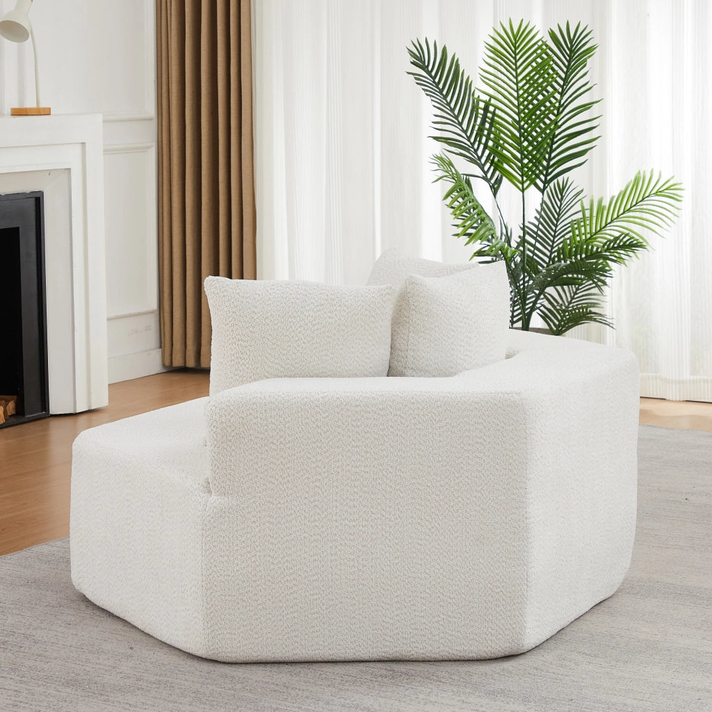 Poltrona lounge modulare esagonale in ciniglia beige