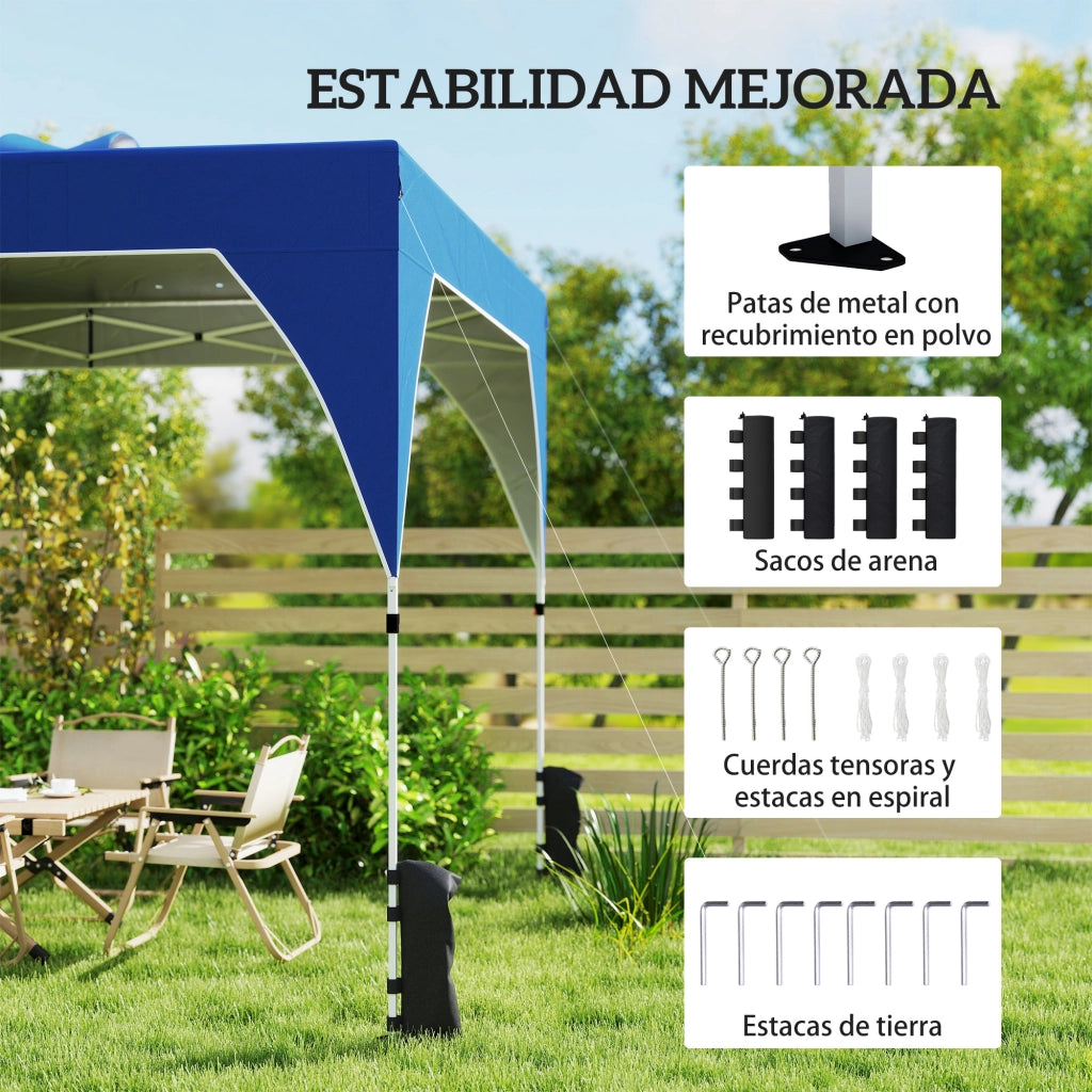 Carpa da Giardino Pieghevole 3x3 m ¨C zephmum ¨C Blu con Blocco Centrale, Altezza Regolabile, Borsa con Ruote