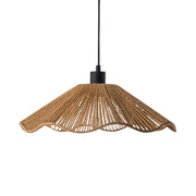 Lampada a sospensione con paralume in carta naturale fatta a mano e base in metallo, stile rustico boho