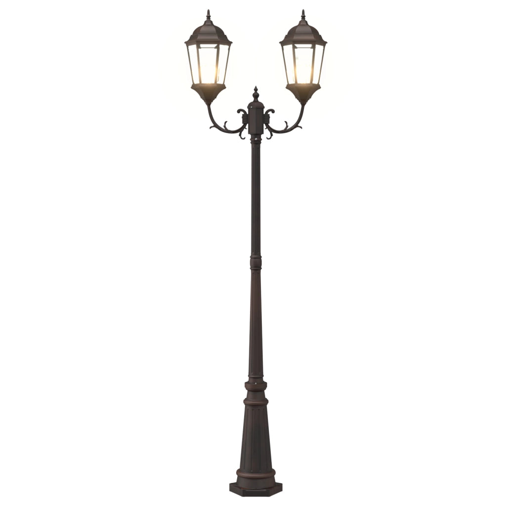 Palo di Luce da Giardino 2-Lampada E27 Bronzo 235 cm Alluminio