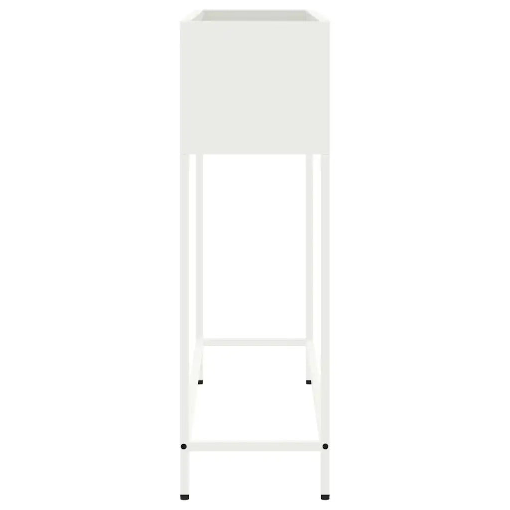 Vaso da Giardino Rialzato Bianco 100 x 26 x 82 cm Acciaio 865877