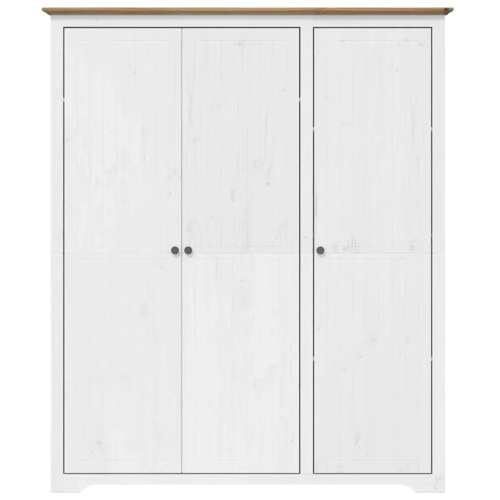Armadio BODO 146x53,5x173 cm Legno Massello Pino Bianco Marrone 355063