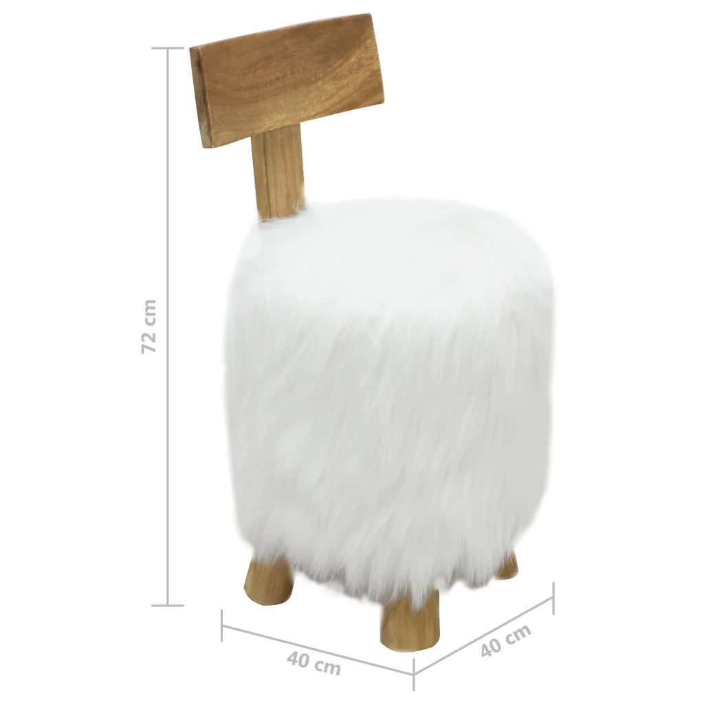 Sgabello Bianco in Legno Massello di Teak 285207