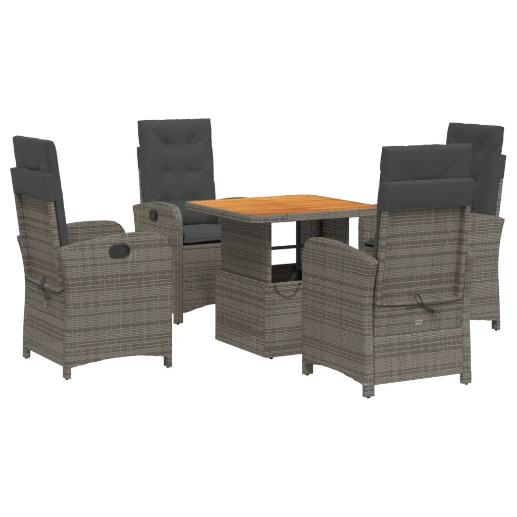 Set da Pranzo da Giardino 5 pz con Cuscini in Polyrattan Grigiocod mxl 116939