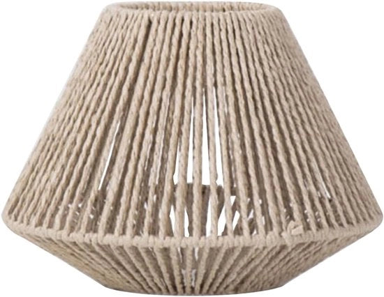 Lampenkap Handgeweven Beige - Imitazione Rattan / Carta Vetrata - Ambientalmente Predisposto - Stile Sud Est Asiatico - Decorativo per Sala da Pranzo Lampada da Tavolo - (Attenzione: questo è un lampenkap)