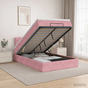 Letto Ottomano con Materasso e LED Rosa 120 x 200 cm Velluto 3457064