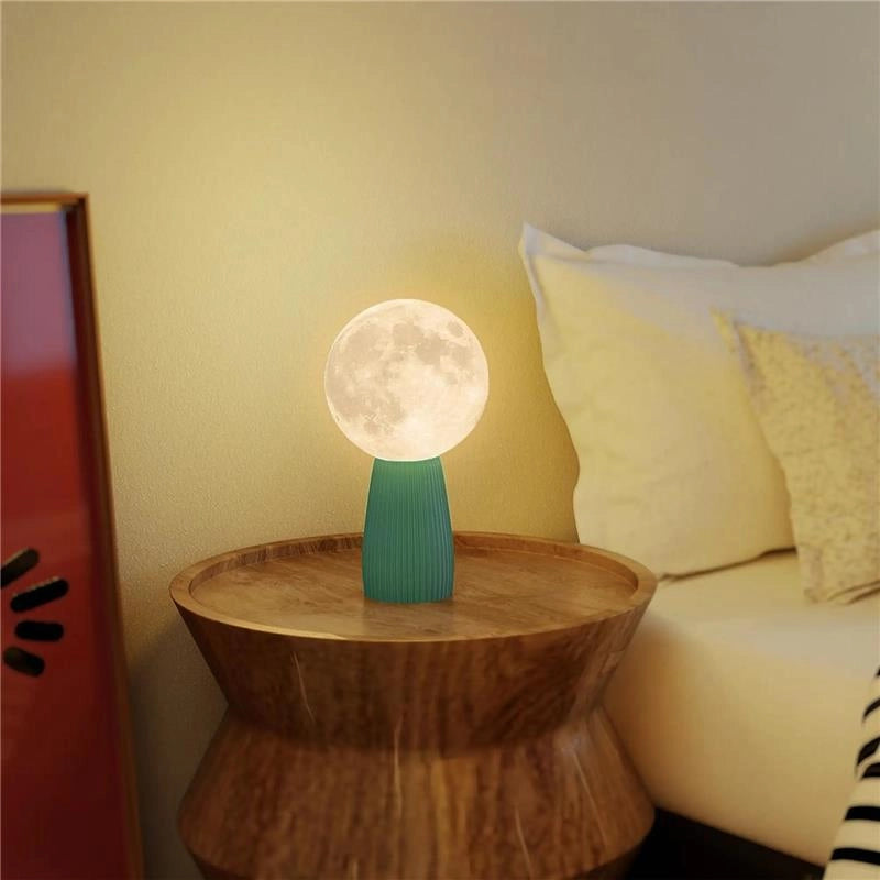LAMPADA DA TAVOLO A FORMA DI LUNA E 3 COLORI CON 10 LUMINOSITÓ, IN ABS, Ï15X28 CM, BIANCO E VERDE SCURO