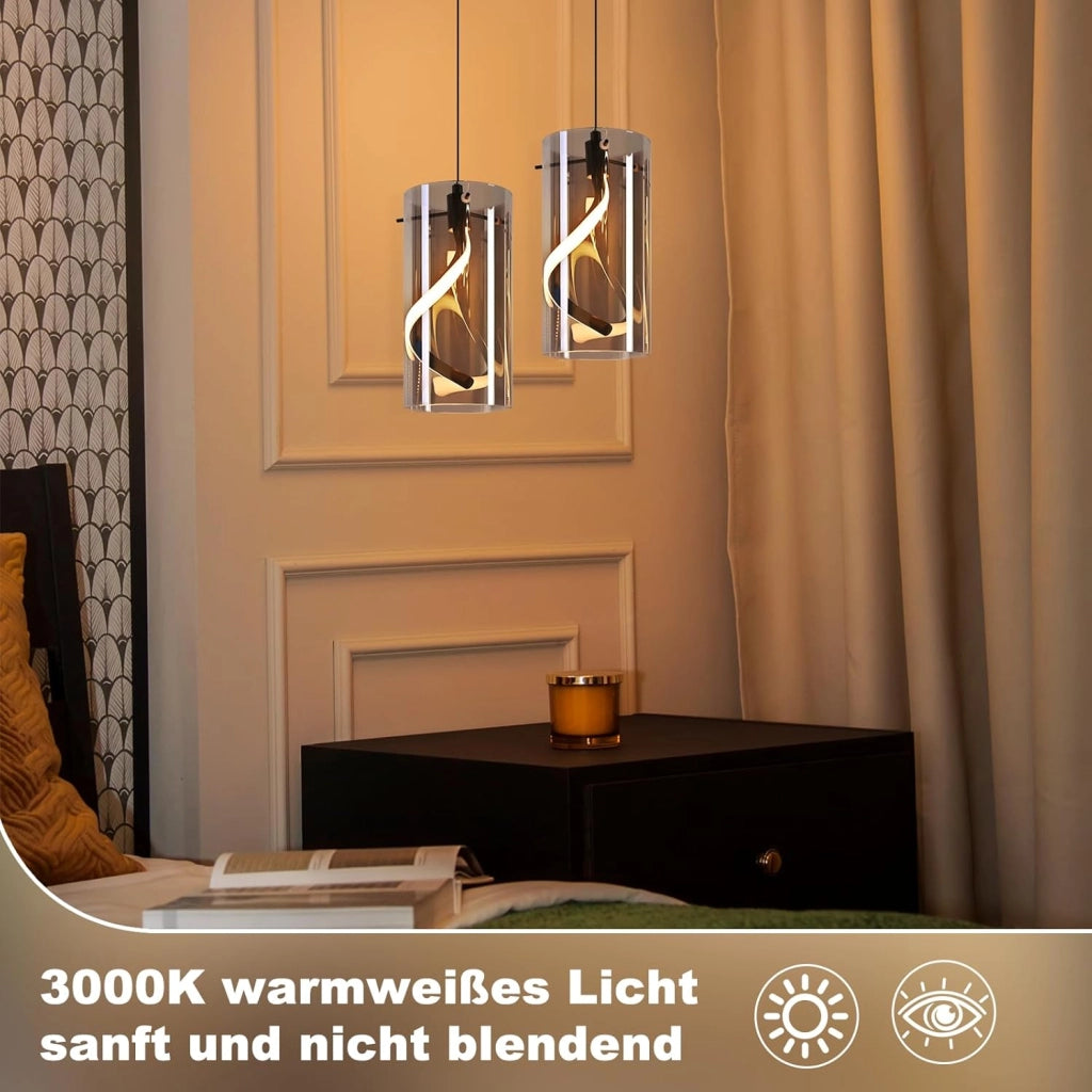 Lampada a sospensione ZMH LED nera 8w 3000k altezza regolabile per soggiorno cucina