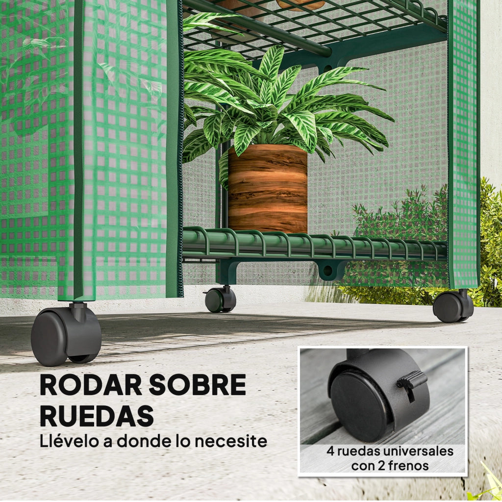 Serra da Giardino con Ripiani e Ruote ¨C zephmum ¨C Verde 69x50x165 cm