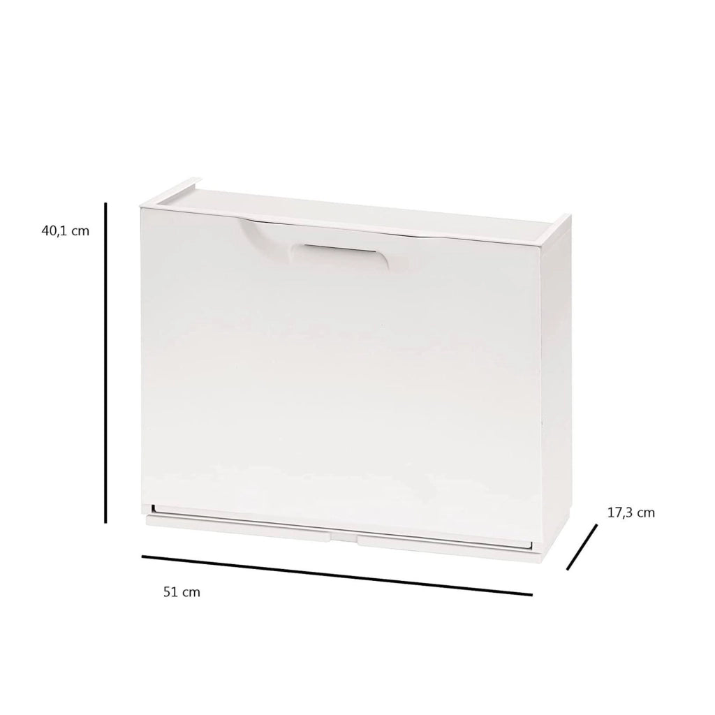 Scarpiera con 1 anta a ribalta in Avon, Mobiletto componibile da interno o esterno, 100% Made in Italy, cm 51x18h40, color Bianco