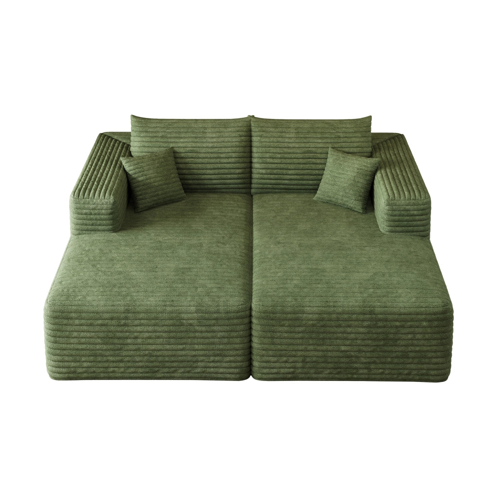 Divano modulare moderno in velluto a coste verde 180x151 cm senza montaggio