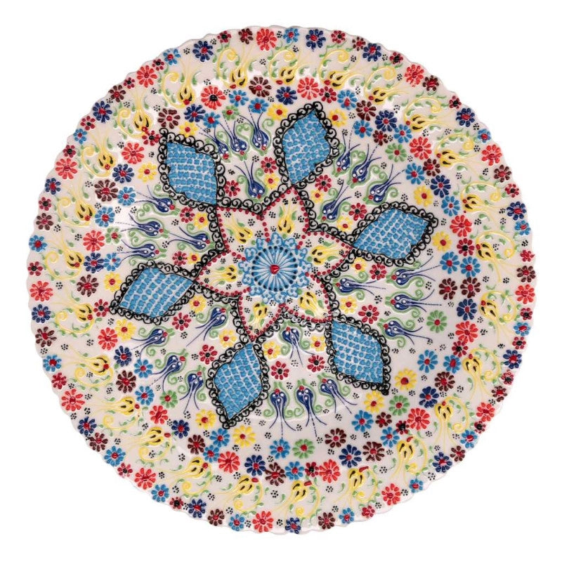 Centrotavola ceramica bianco tondo cm ø40h4