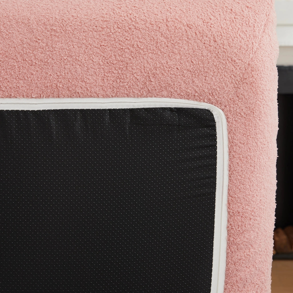 Poltrona modulare da pavimento in ciniglia rosa, con schiuma ad alta resilienza e design ergonomico