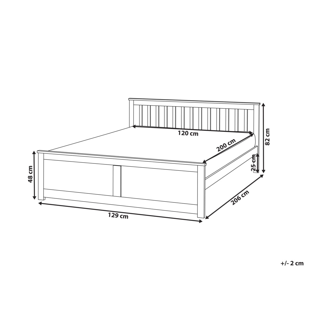 Letto con rete bianca in MDF di pino, 120 x 200 cm, con testiera minimalista