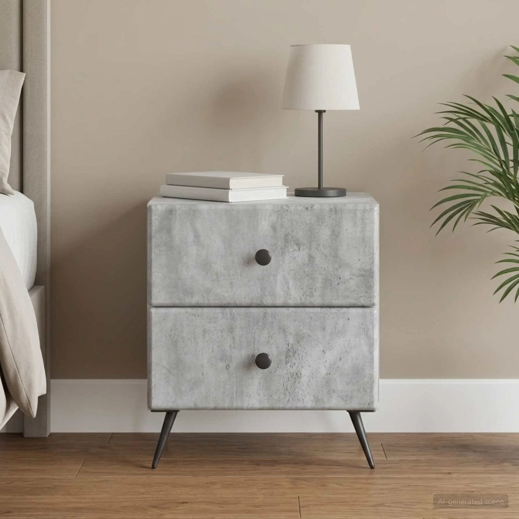 Armadio da Notte Grigio Cemento 43 x 34,5 x 47,5 cm 895451