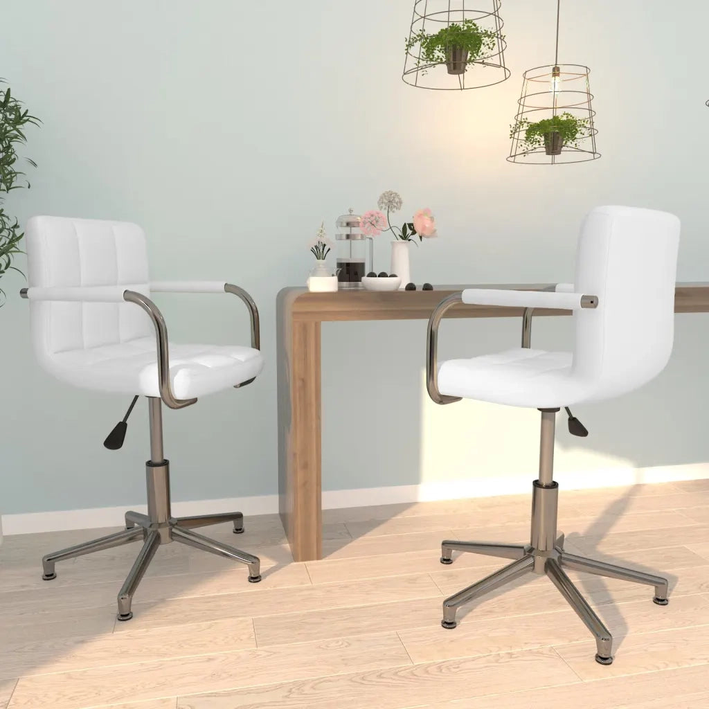 Sedie da Pranzo Girevoli 2 pz Bianche in Similpelle cod mxl 55686
