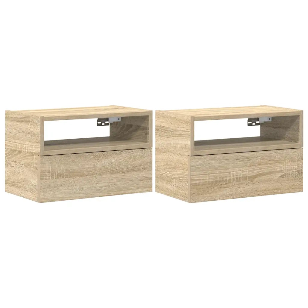Comodini a Muro 2 pz Rovere Sonoma 45x26x28,5 cm