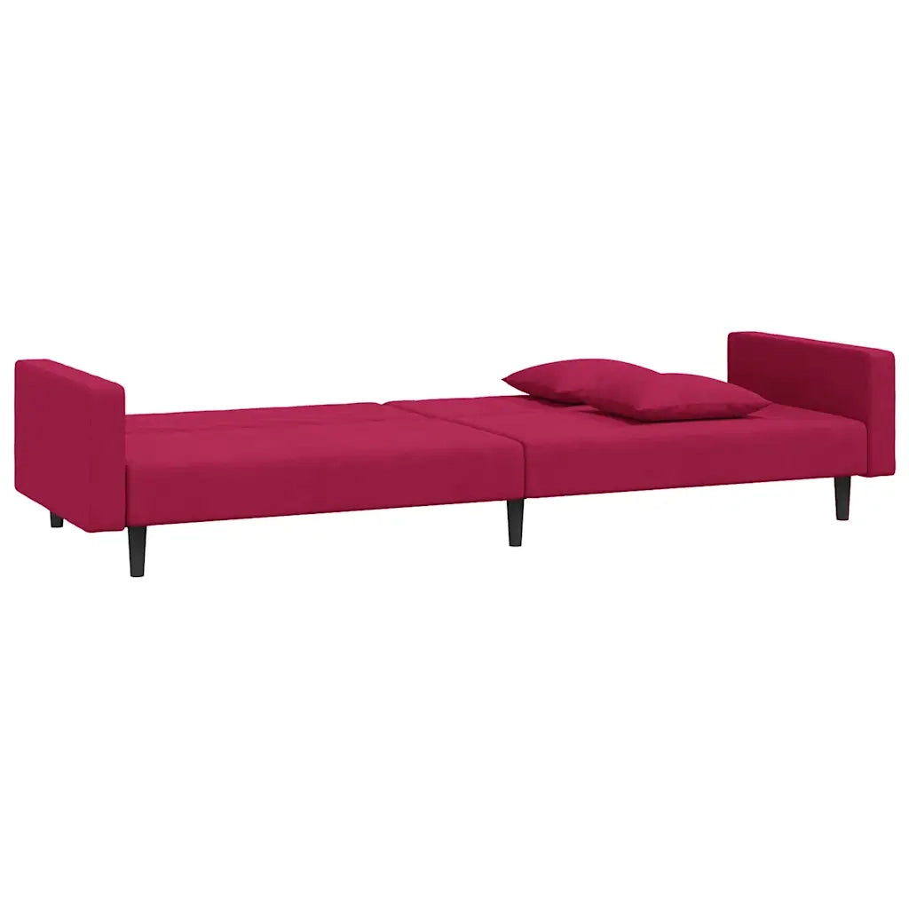 Divano letto | Sof¨¤ letto | Letto singolo a 2 Posti con 2 Cuscini Rosso Vino in Velluto