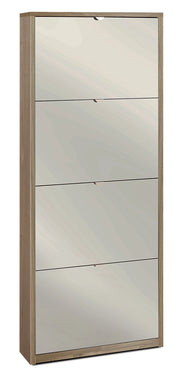 Scarpiera Salvaspazio 4 Ante con Specchio 10 Paia  63x154x18 cm Noce Stelvio