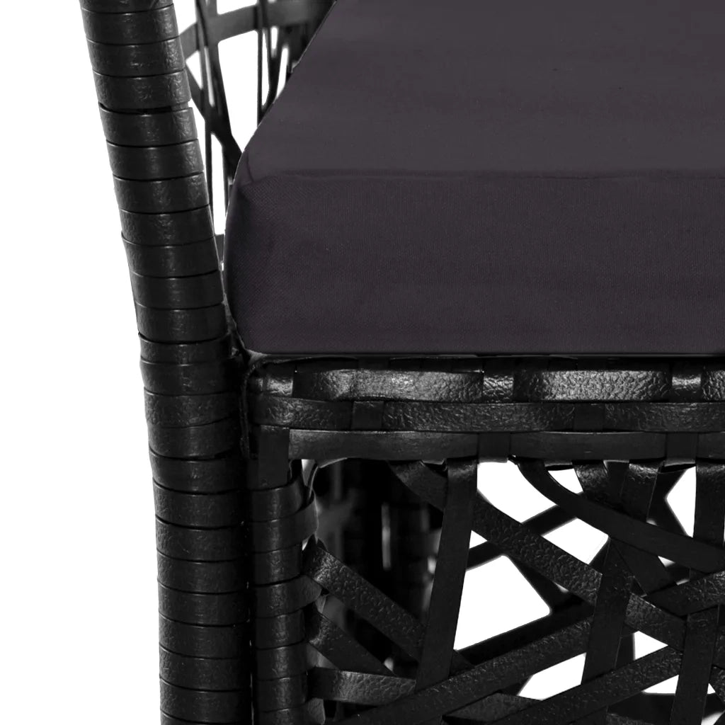 Set da Pranzo da Giardino 9 pz in Polyrattan Nero 44086
