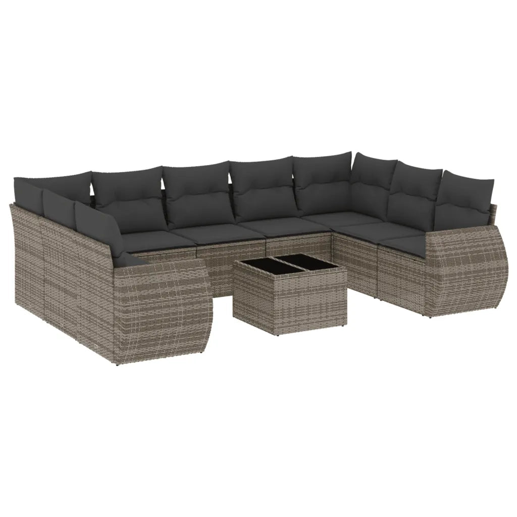 Set Divano da Giardino 10 pz con Cuscini Grigio in Polyrattancod mxl 114206
