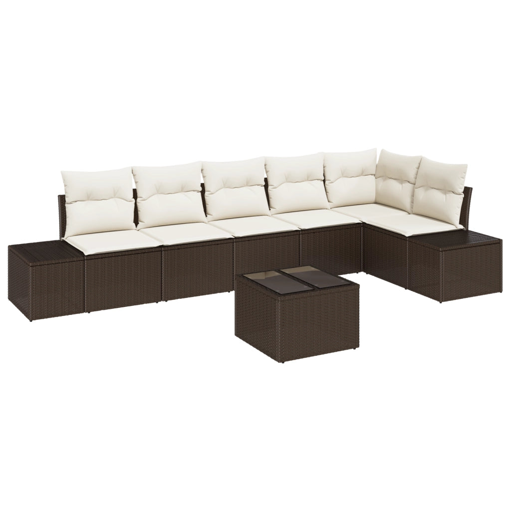 Set di divani da giardino con cuscini grigi in polyrattan