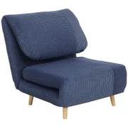 2-in-1 Poltrona Letto Singolo, Supporto Regolabile in Velluto a Coste 82 cm x 8 cm x 83 cm Blu