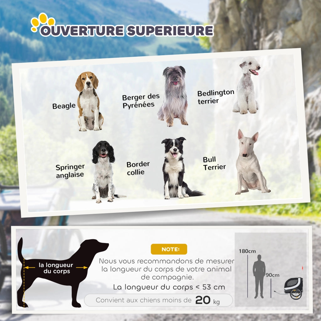 Carrello Trasporto Bicicletta per Cani ¨C Zephmum ¨C Bianco e Nero