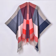 Nuovo scialle diviso con nappe, sciarpa semplice a quadri jacquard da donna