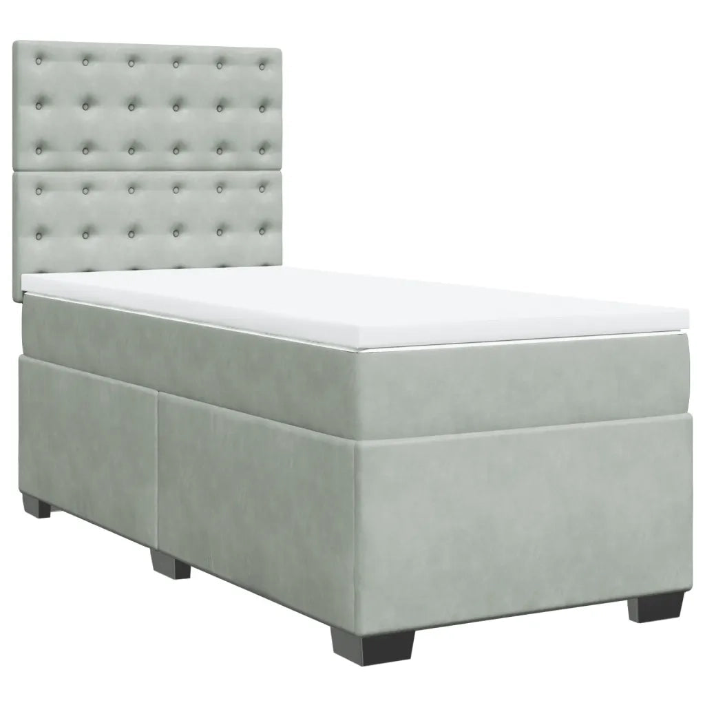 Giroletto a Molle con Materasso Grigio Chiaro 80x200 cm Velluto