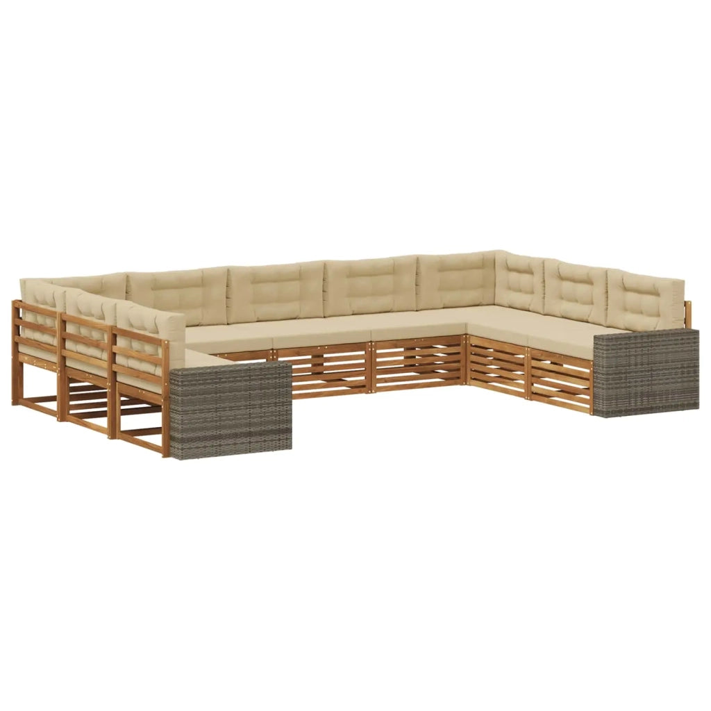 Set di divani da esterno 9 pz Naturale e Beige 3383851