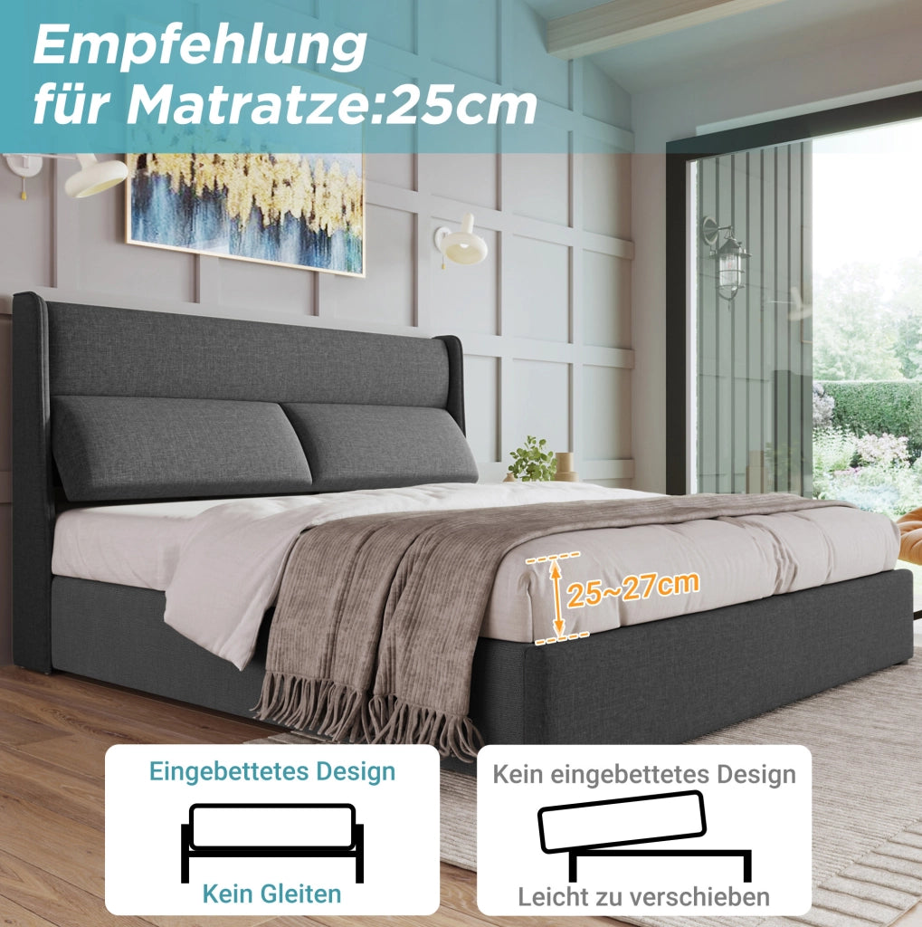 Letto matrimoniale 160x200 cm con materasso e contenitore
