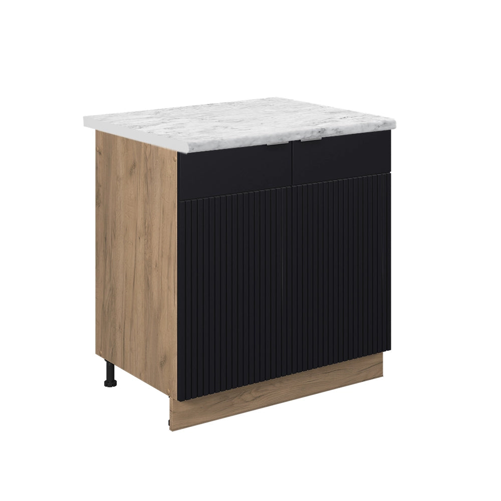Mobile lavello cucina Fame-Line Nero rigato/Rovere dorato 80 cm, PL Marmo Vicco