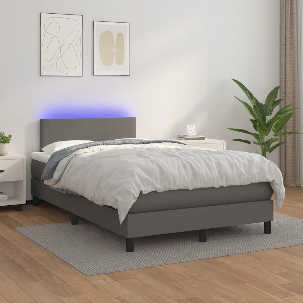 Giroletto Molle con Materasso e LED Grigio 120x190cm Similpelle 3270127