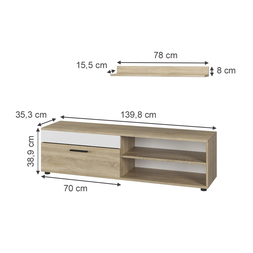 Vicco Parete attrezzata Sonoma/Bianco con 1 lembo