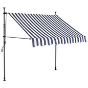 Tenda da Sole Retrattile Manuale con LED-Tenda parasole per Patio 150 cm Blu e Bianca