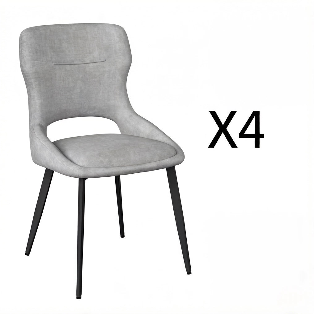 Sedia da pranzo 43 x 40 x 86 cm grigia – set da 4, ciniglia e metallo