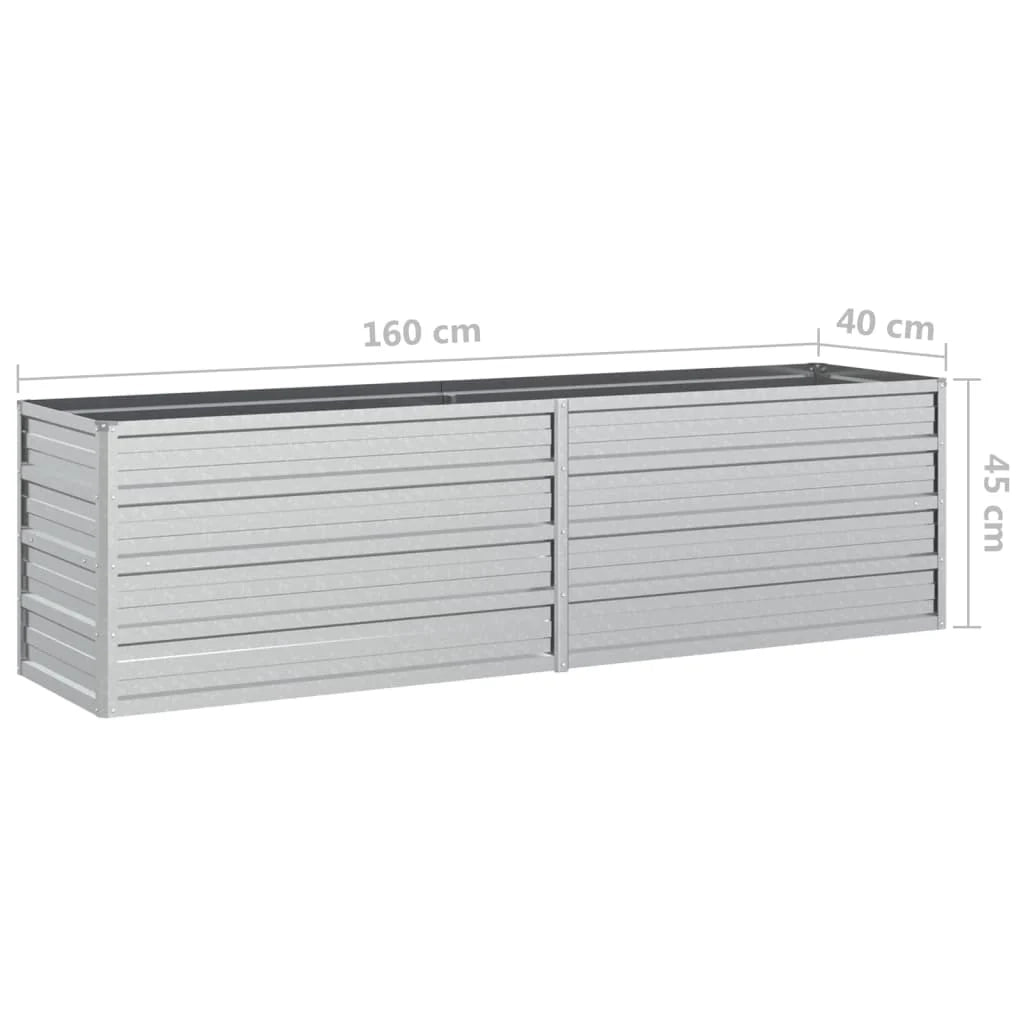 Fioriera rialzata per piante fiori patio giardino 160 x 40 x 45 cm acciaio zincato argento 02_0039372